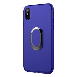 Anti-fall Invisible 360 Rotating Ring Grip Holder Kickstand Phone Cover for iPhone XS / iPhone X(5.8 inch) - Blue