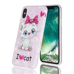 I Love Cat Shell Pattern Clear Bumper Glossy Rubber Silicone Phone Case for iPhone XS / iPhone X(5.8 inch)