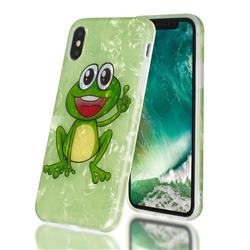 Smile Frog Shell Pattern Clear Bumper Glossy Rubber Silicone Phone Case for iPhone XS / iPhone X(5.8 inch)