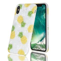 Yellow Pineapple Shell Pattern Clear Bumper Glossy Rubber Silicone Phone Case for iPhone XS / iPhone X(5.8 inch)