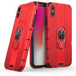 Alita Battle Angel Armor Metal Ring Grip Shockproof Dual Layer Rugged Hard Cover for iPhone XS / iPhone X(5.8 inch) - Red