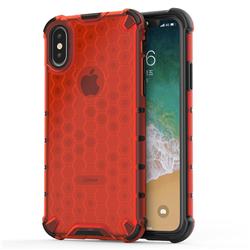 Honeycomb TPU + PC Hybrid Armor Shockproof Case Cover for iPhone XS / iPhone X(5.8 inch) - Red