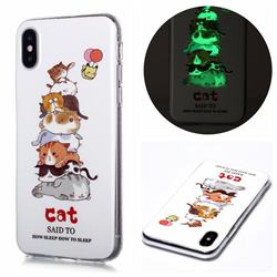 Cute Cat Noctilucent Soft TPU Back Cover for iPhone XS / iPhone X(5.8 inch)