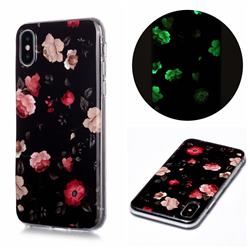 Rose Flower Noctilucent Soft TPU Back Cover for iPhone XS / iPhone X(5.8 inch)