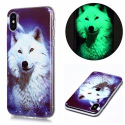 Galaxy Wolf Noctilucent Soft TPU Back Cover for iPhone XS / iPhone X(5.8 inch)