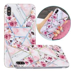 Rose Flower Painted Galvanized Electroplating Soft Phone Case Cover for iPhone XS / iPhone X(5.8 inch)