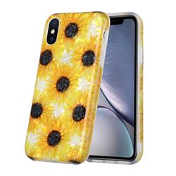 Yellow Sunflowers Shell Pattern Glossy Rubber Silicone Protective Case Cover for iPhone XS / iPhone X(5.8 inch)