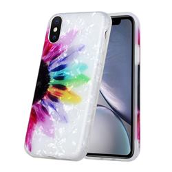 Colored Sunflower Shell Pattern Glossy Rubber Silicone Protective Case Cover for iPhone XS / iPhone X(5.8 inch)