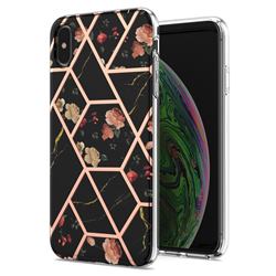 Black Rose Flower Marble Electroplating Protective Case Cover for iPhone XS / iPhone X(5.8 inch)