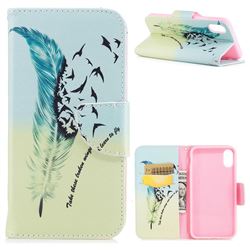 Feather Bird Leather Wallet Case for iPhone XS / X / 10 (5.8 inch)