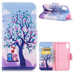 Tree and Owls Leather Wallet Case for iPhone XS / X / 10 (5.8 inch)