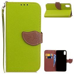 Leaf Buckle Litchi Leather Wallet Phone Case for iPhone XS / X / 10 (5.8 inch) - Green