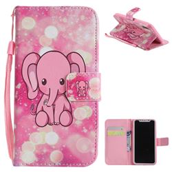 Pink Elephant PU Leather Wallet Case for iPhone XS / X / 10 (5.8 inch)