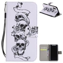 Skull Head PU Leather Wallet Case for iPhone XS / X / 10 (5.8 inch)
