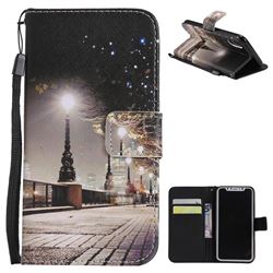 City Night View PU Leather Wallet Case for iPhone XS / X / 10 (5.8 inch)