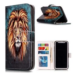 Ice Lion 3D Relief Oil PU Leather Wallet Case for iPhone XS / X / 10 (5.8 inch)