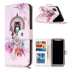 Wind Chimes Owl 3D Relief Oil PU Leather Wallet Case for iPhone XS / X / 10 (5.8 inch)