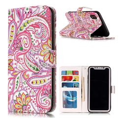 Pepper Flowers 3D Relief Oil PU Leather Wallet Case for iPhone XS / X / 10 (5.8 inch)