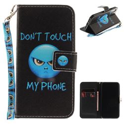 Not Touch My Phone Hand Strap Leather Wallet Case for iPhone XS / X / 10 (5.8 inch)