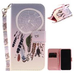 Wind Chimes Hand Strap Leather Wallet Case for iPhone XS / X / 10 (5.8 inch)