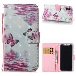 Purple Butterfly 3D Painted Leather Wallet Case for iPhone XS / X / 10 (5.8 inch)