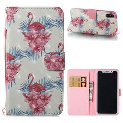 Flamingo and Azaleas 3D Painted Leather Wallet Case for iPhone XS / X / 10 (5.8 inch)