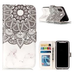 Marble Mandala 3D Relief Oil PU Leather Wallet Case for iPhone XS / X / 10 (5.8 inch)