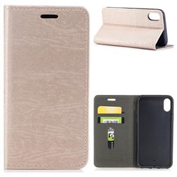Tree Bark Pattern Automatic suction Leather Wallet Case for iPhone XS / X / 10 (5.8 inch) - Champagne Gold
