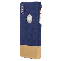 Canvas Cloth Coated Plastic Back Cover for iPhone XS / X / 10 (5.8 inch) - Dark Blue