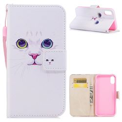 White Cat PU Leather Wallet Case for iPhone XS / X / 10 (5.8 inch)