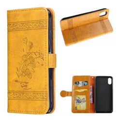 Luxury Retro Oil Wax Embossed PU Leather Wallet Case for iPhone XS / X / 10 (5.8 inch) - Gold