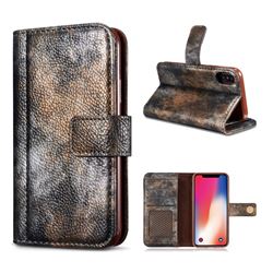 Luxury Retro Forest Series Leather Wallet Case for iPhone XS / X / 10 (5.8 inch) - Grey