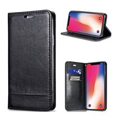 Magnetic Suck Stitching Slim Leather Wallet Case for iPhone XS / X / 10 (5.8 inch) - Black