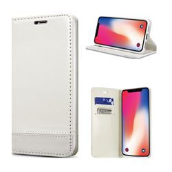 Magnetic Suck Stitching Slim Leather Wallet Case for iPhone XS / X / 10 (5.8 inch) - White