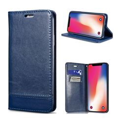 Magnetic Suck Stitching Slim Leather Wallet Case for iPhone XS / X / 10 (5.8 inch) - Sapphire