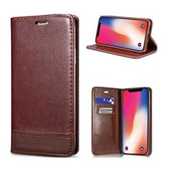 Magnetic Suck Stitching Slim Leather Wallet Case for iPhone XS / X / 10 (5.8 inch) - Brown