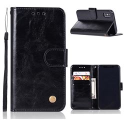 Luxury Retro Leather Wallet Case for iPhone XS / X / 10 (5.8 inch) - Black