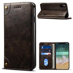 Suteni Retro Classic Minimalist PU Leather Wallet Phone Case for iPhone XS / X / 10 (5.8 inch) - Dark Gray