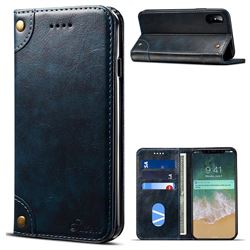 Suteni Retro Classic Minimalist PU Leather Wallet Phone Case for iPhone XS / X / 10 (5.8 inch) - DarkBlue