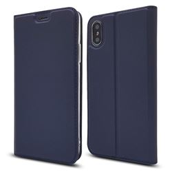 Ultra Slim Card Magnetic Automatic Suction Leather Wallet Case for iPhone XS / X / 10 (5.8 inch) - Royal Blue