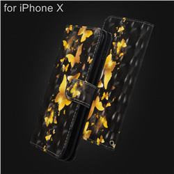 Golden Butterfly 3D Painted Leather Wallet Case for iPhone XS / X / 10 (5.8 inch)