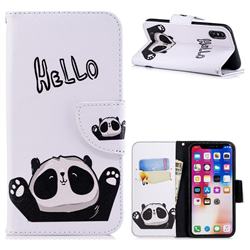 Hello Panda Leather Wallet Case for iPhone XS / X / 10 (5.8 inch)