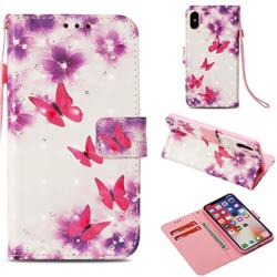 Stamen Butterfly 3D Painted Leather Wallet Case for iPhone XS / X / 10 (5.8 inch)