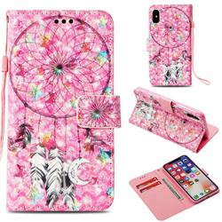 Flower Dreamcatcher 3D Painted Leather Wallet Case for iPhone XS / X / 10 (5.8 inch)
