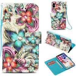 Kaleidoscope Flower 3D Painted Leather Wallet Case for iPhone XS / X / 10 (5.8 inch)
