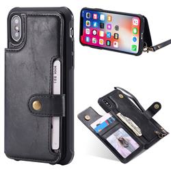 Retro Aristocratic Demeanor Anti-fall Leather Phone Back Cover for iPhone XS / X / 10 (5.8 inch) - Black