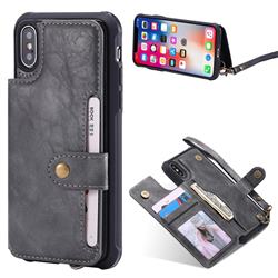 Retro Aristocratic Demeanor Anti-fall Leather Phone Back Cover for iPhone XS / X / 10 (5.8 inch) - Gray