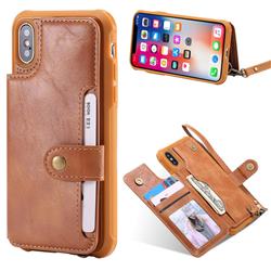 Retro Aristocratic Demeanor Anti-fall Leather Phone Back Cover for iPhone XS / X / 10 (5.8 inch) - Brown