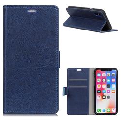 MURREN Iron Buckle Crazy Horse Leather Wallet Phone Cover for iPhone XS / X / 10 (5.8 inch) - Blue