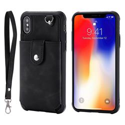 Retro Luxury Anti-fall Mirror Leather Phone Back Cover for iPhone XS / X / 10 (5.8 inch) - Black